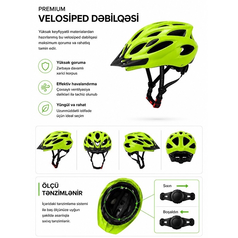 Velosiped dəbilqələsi yasıl rəng